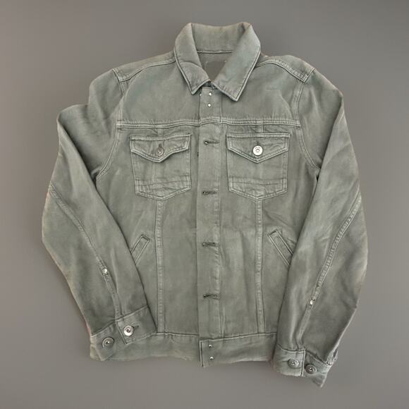 PAIGE Men's Small Reg Fit Scout Denim Trucker Jacket in Vintage Pine - Picture 1 of 9